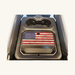 Distressed American Flag Ram 1500 Console Organizer Tray, Hidden Storage (2019-2026)