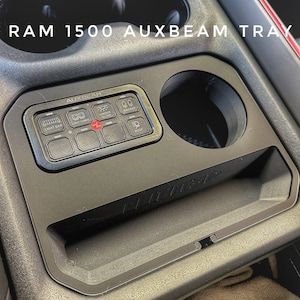Ram 1500 Center Console Cup Holder Tray for 5th Gen Ram (2019+) with Auxbeam 8 Gang Controller Slot - Bighorn, Laramie, Rebel, Power Wagon