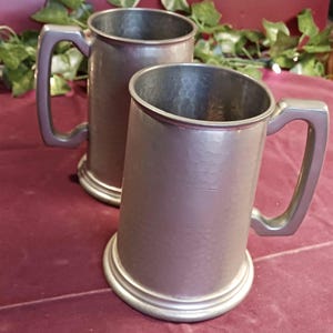 Set of 2 Sheffield English Pewter Tankers with glass Bottom