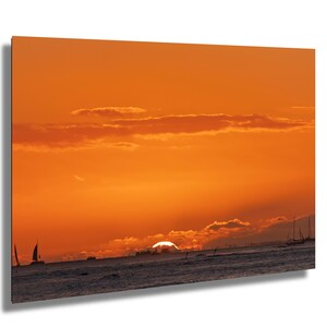 Waikiki Sunset Print: Fiery Coastal Sky, Oahu Wall Art