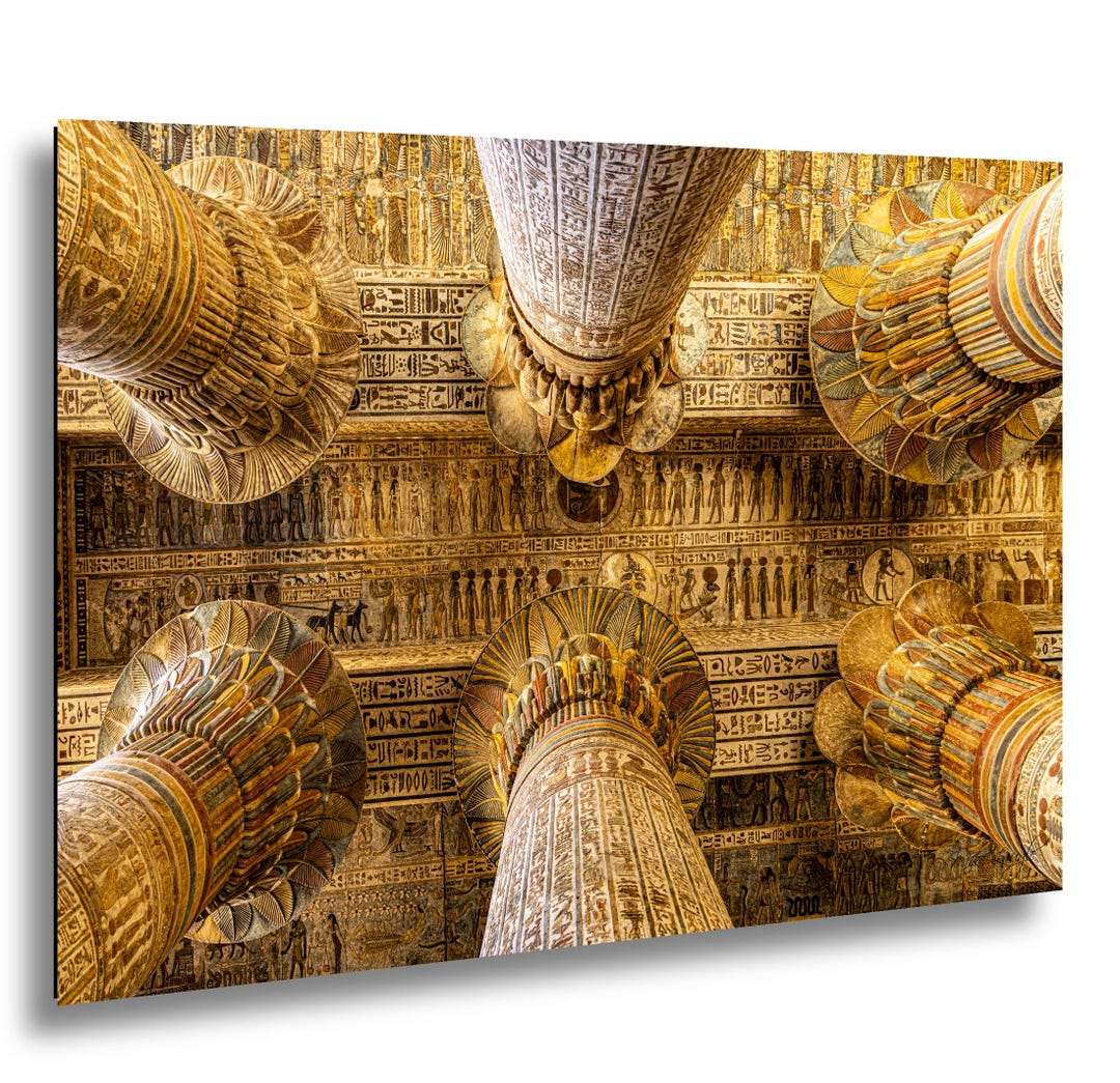 Egypt Temple of Khnum Esna Columns and Hieroglyphics Ceiling Wall Art ...