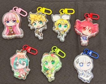 Vocaloid glitter epoxy keychain - Acrylic Charm Accessory