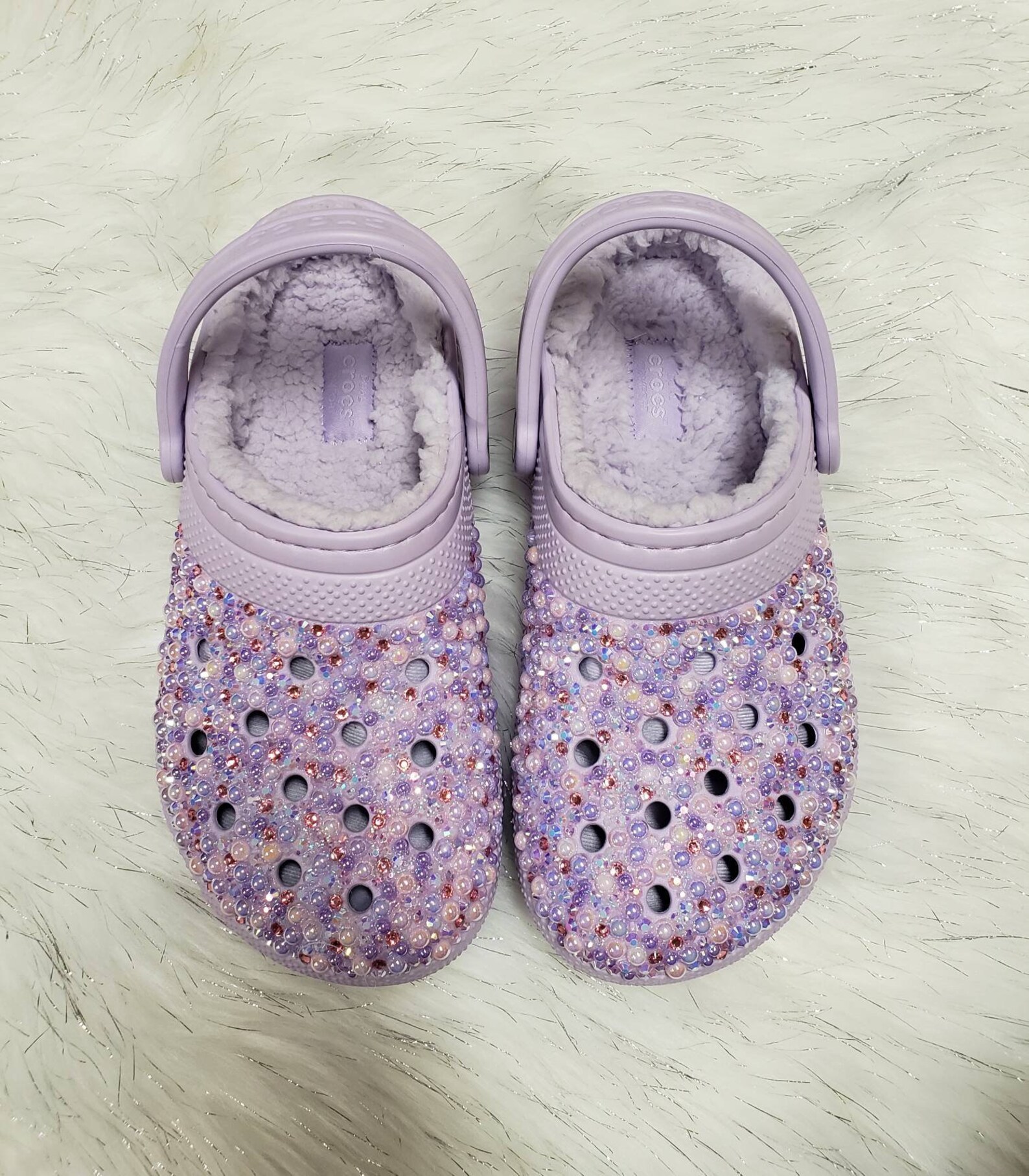 Custom Bedazzled Fleece Lined Crocs Etsy