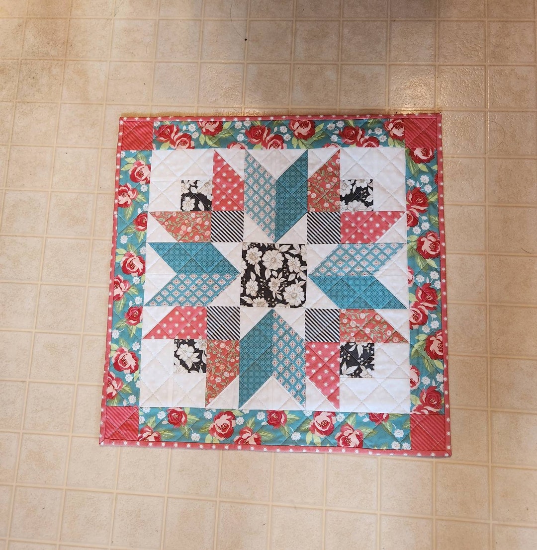 Quilted Mini Quilt, Quilted Wall Hanging, Bloomington Fabric, Lella Boutique Quilt Fabric