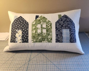 Quilted pillow cover, Nantucket Summer fabric, home decor, decorative pillow, dwell pattern, gift for her, Mother's day gift, accent pillow