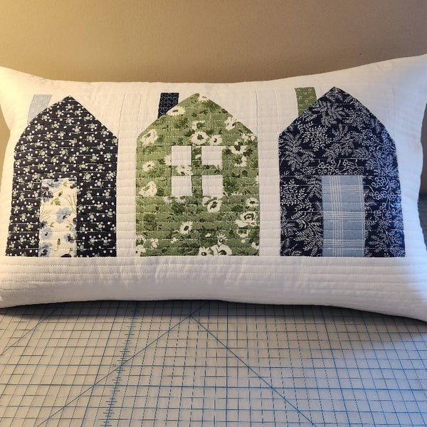 Quilted pillow cover, Nantucket Summer fabric, home decor, decorative pillow, dwell pattern, gift for her, Mother's day gift, accent pillow