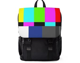 TV Color Bars Unisex Casual Shoulder Backpack