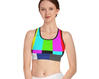 TV Color Bars Sports Bra