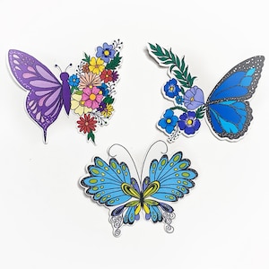 Butterfly stickers, Laptop Decals, Scrapbooking, Flower Stickers, Butterfly Decal, Stickers cute, Vinyl Decal, Sticker Pack