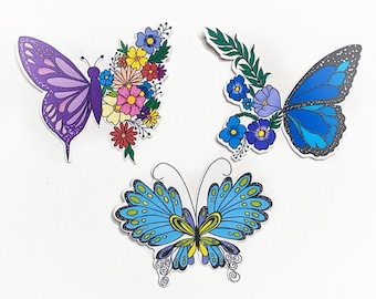 Vlinder stickers, Laptop Decals, Scrapbooking, Bloem Stickers, Butterfly Decal, Stickers schattig, Vinyl Decal, Sticker Pack