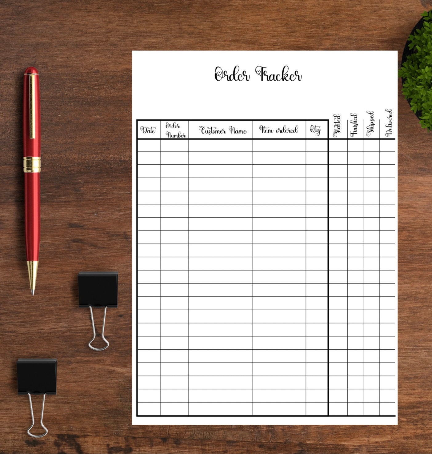 Order Tracking Form Example Order Tracking Form, Printable Order Form, Small Business Digital Order ...