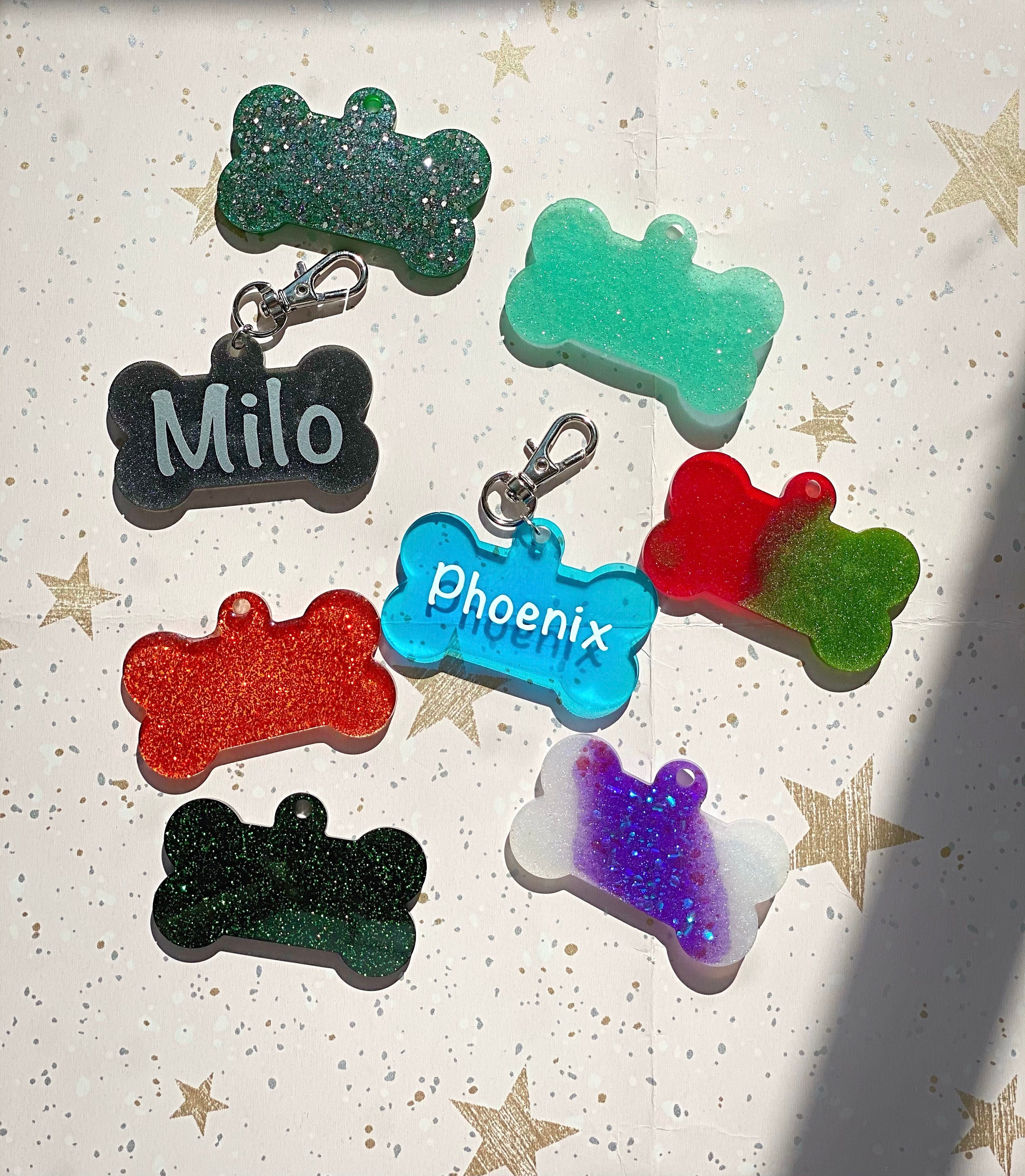Pet name tag Resin dog tag pet accessories personalised id Etsy