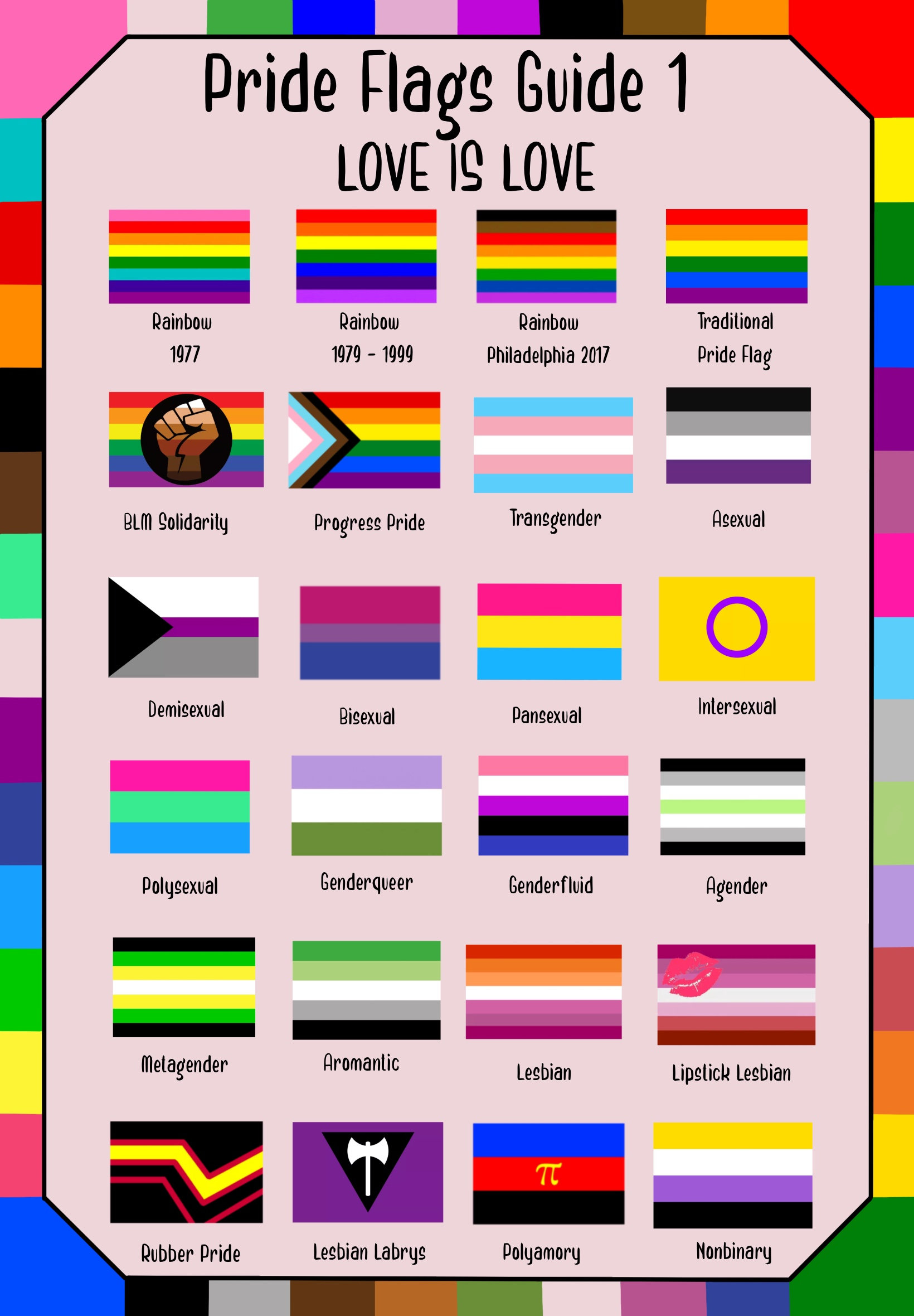 Love Pride Guide LGBTQ Rainbow Flags Instant Digital Etsy Israel
