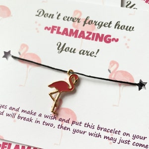 Flamingo Charm Wish Bracelet, Gift for friend, Friendship Jewelry, Falmingo Jewellery, Gift for her, Gift for girlfriend, Keepsake gifts