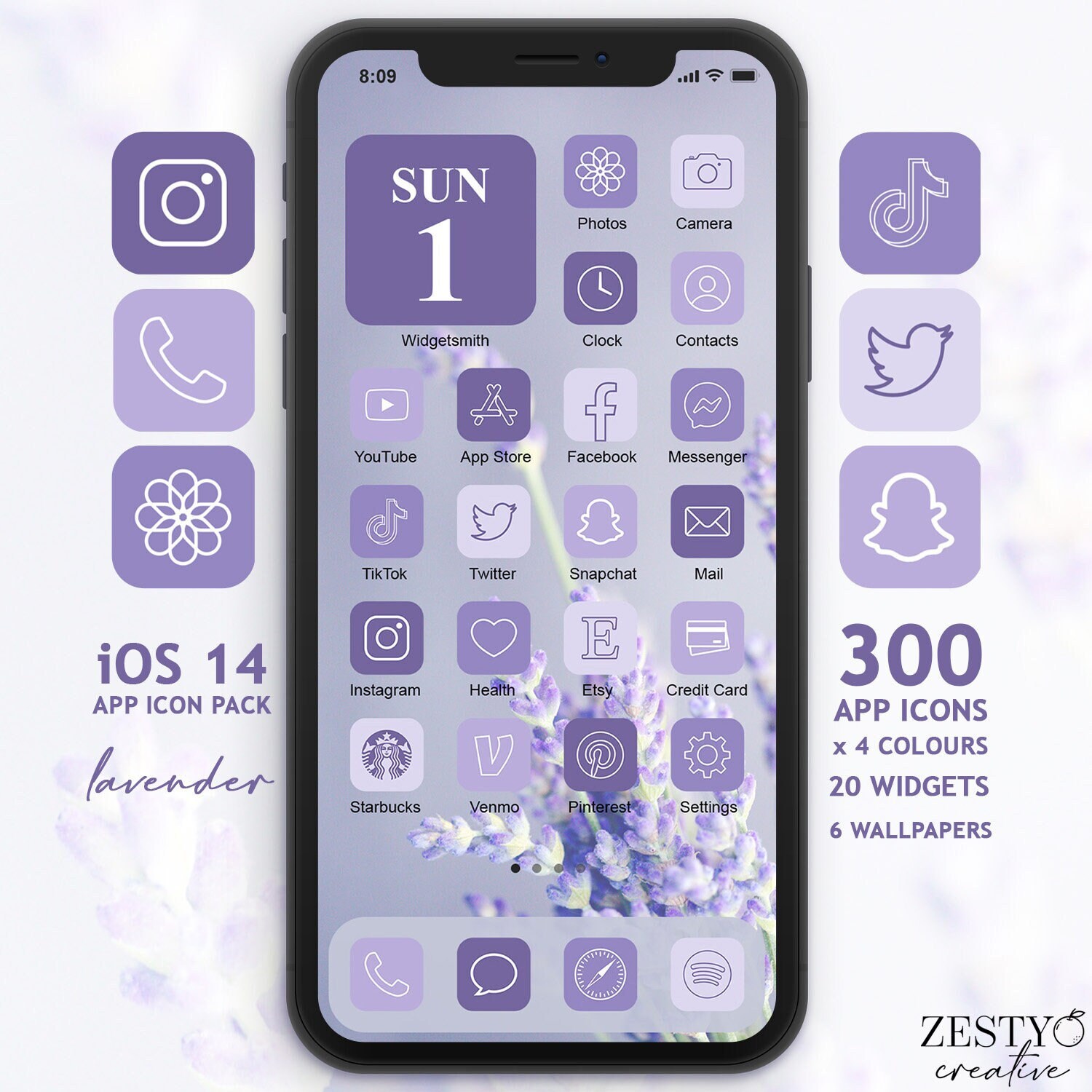 Lavender iOS 14 App Icons 300 Unique Icons in 4 Colors Each | Etsy