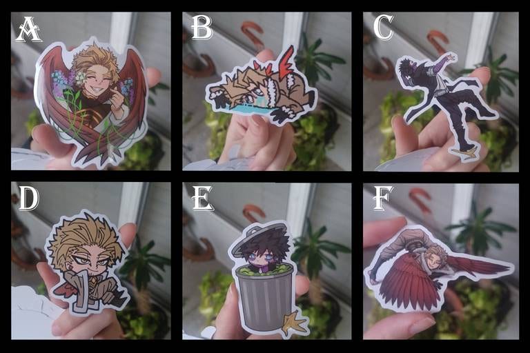 Cute and Funny Hawks and Dabi 3" Vinyl Stickers