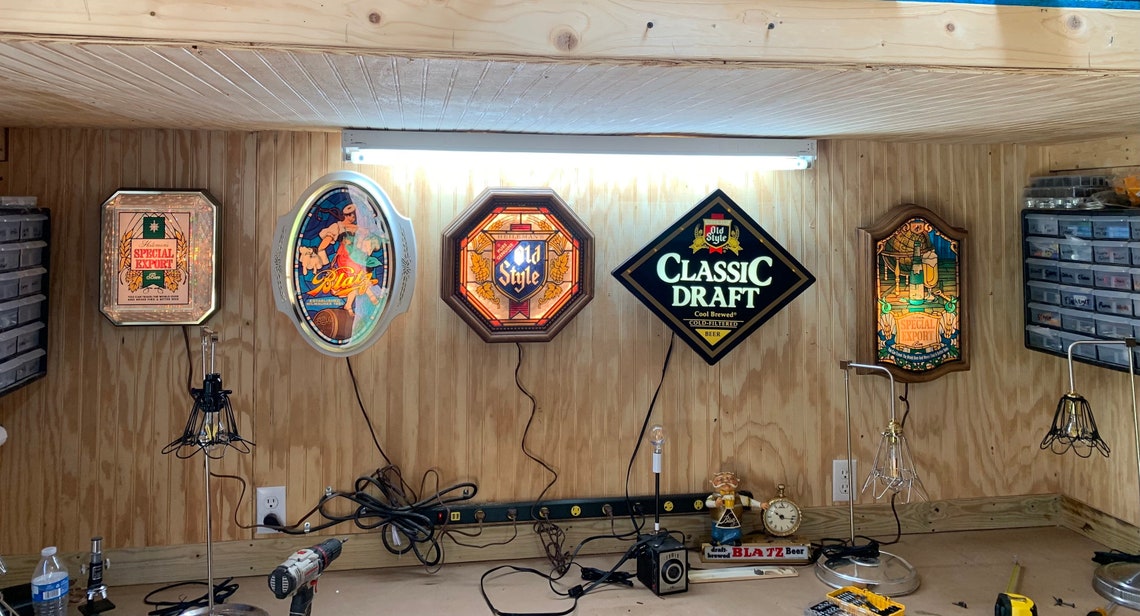 Vintage Blatz Beer Barmaid Stain Glass Light up Sign for Bar Etsy