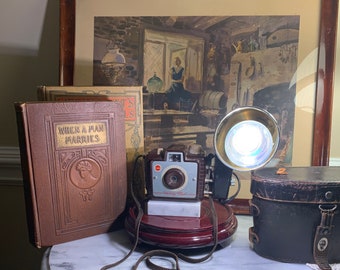 Chrome Vintage Camera Lamp, Industrial Camera Lamp, Repurposed Kodak Brownie Camera Lamp, Table Lamp, Photography Enthusiast Gift