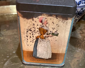Vintage Walter Baker Breakfast Cocoa Tin-Collectible Tin For Display-Rustic-Primitive Tin