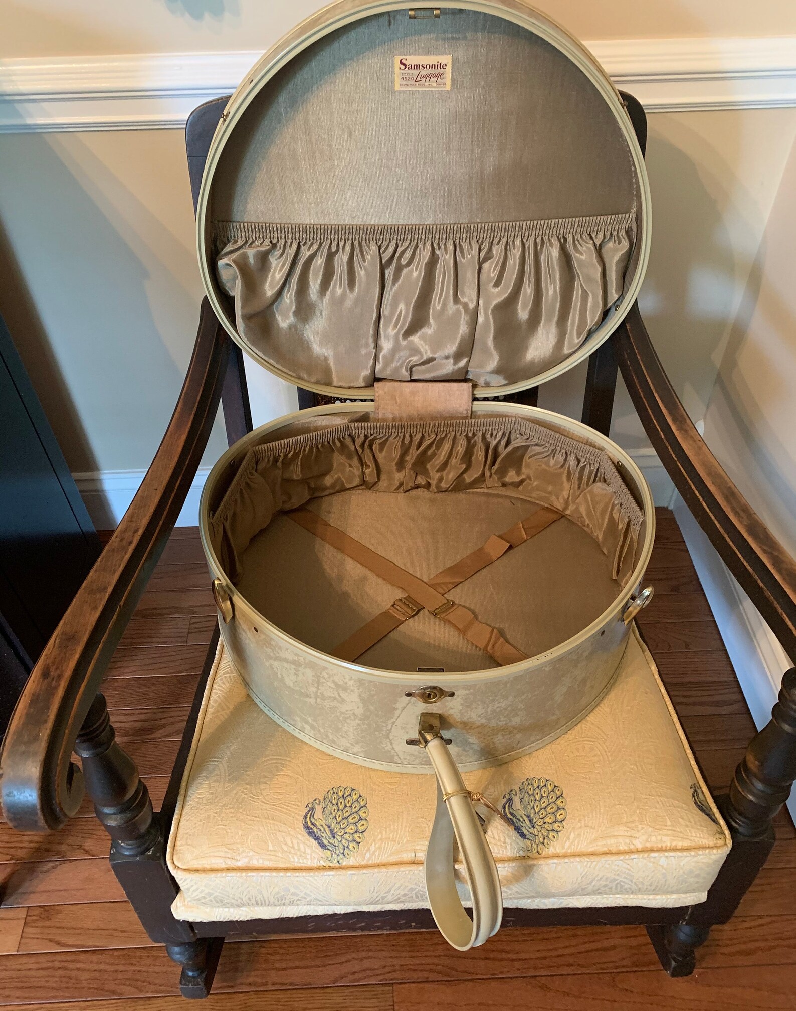 1950's Vintage Hat Box Suitcase Marbled Beige Antique Etsy