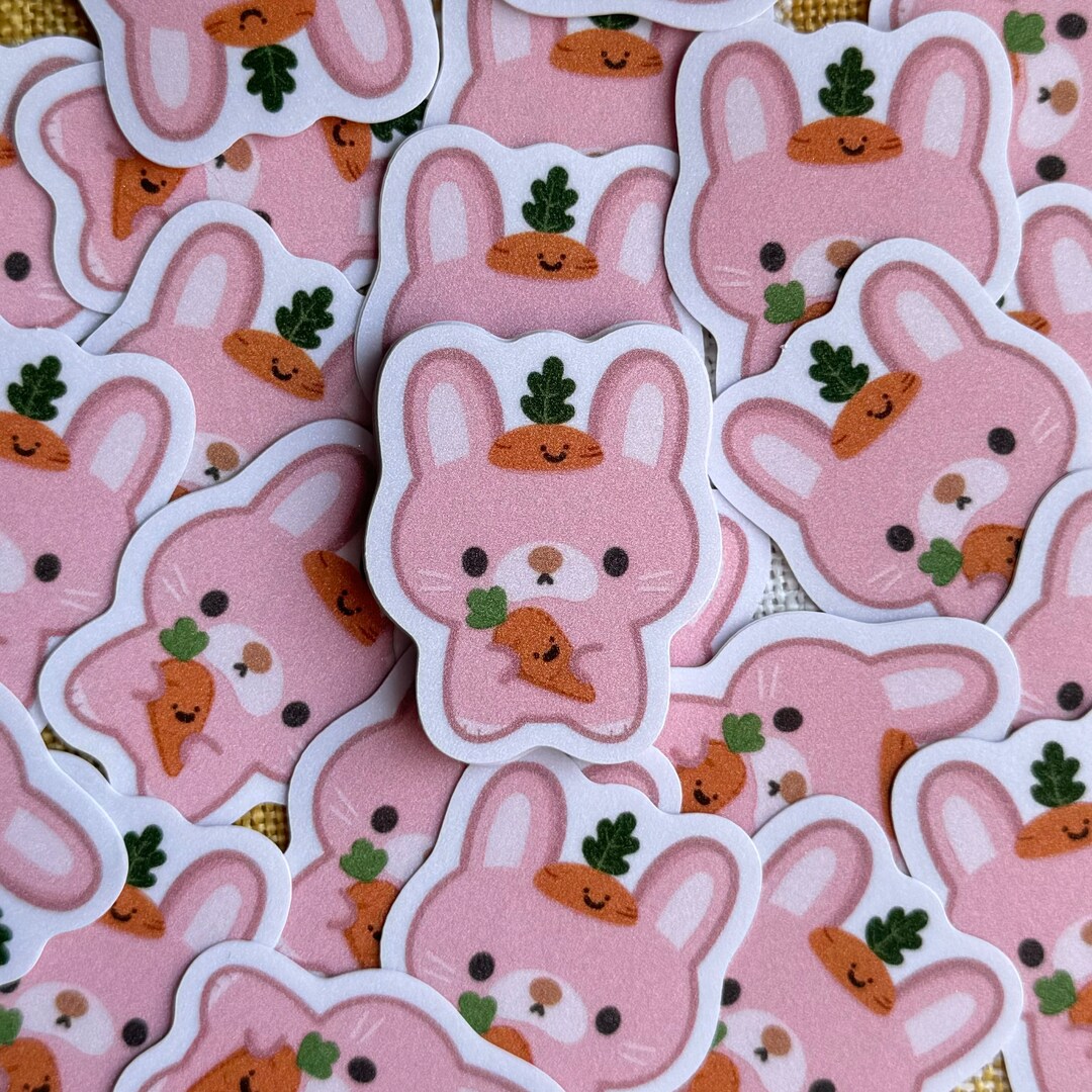 Bunny Sticker | Bunny With Carrot | Glitter Sticker | Frosted Sticker ...