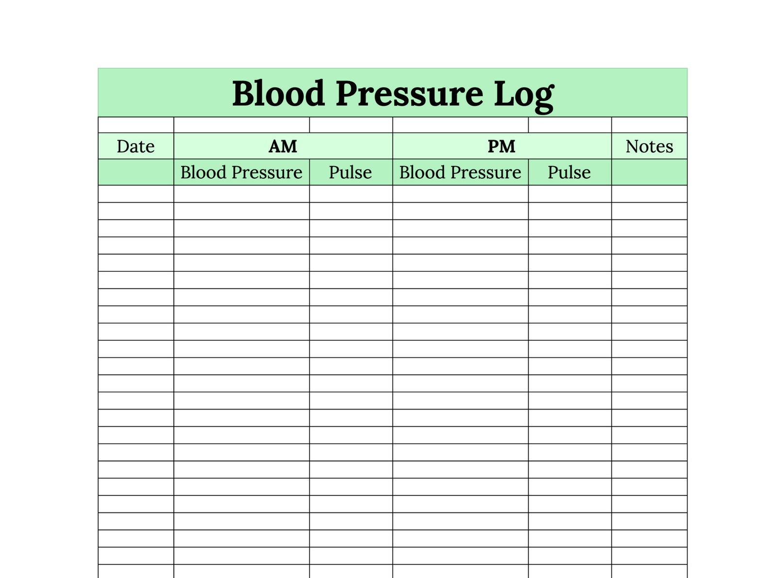 Printable Monthly Blood Pressure And Pulse Planner Page Log Etsy