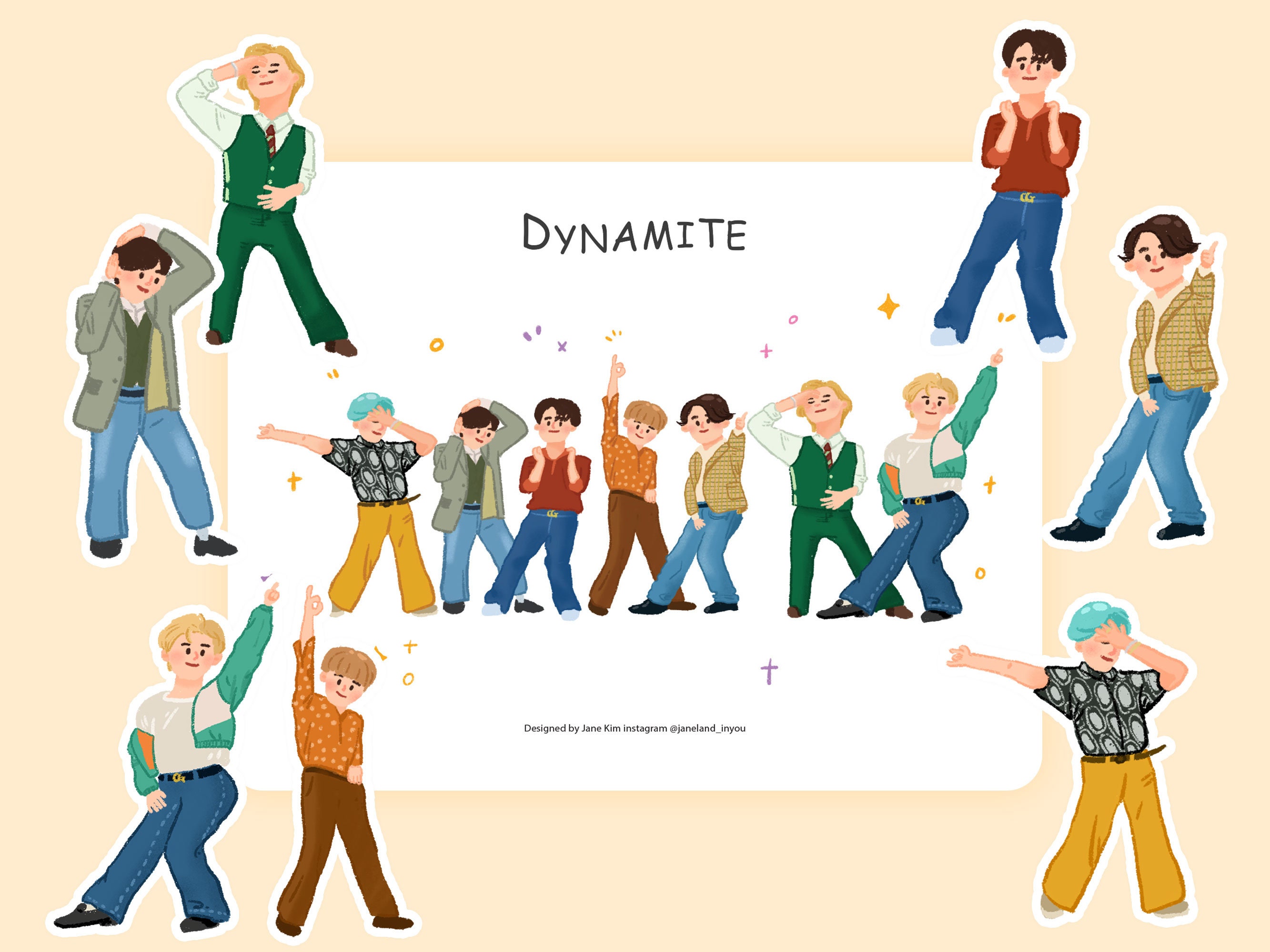 bts dynamite sticker sheets cute bts digital stickers etsy israel