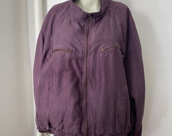 Vintage silk bomber jacket men’s size M purple sk33