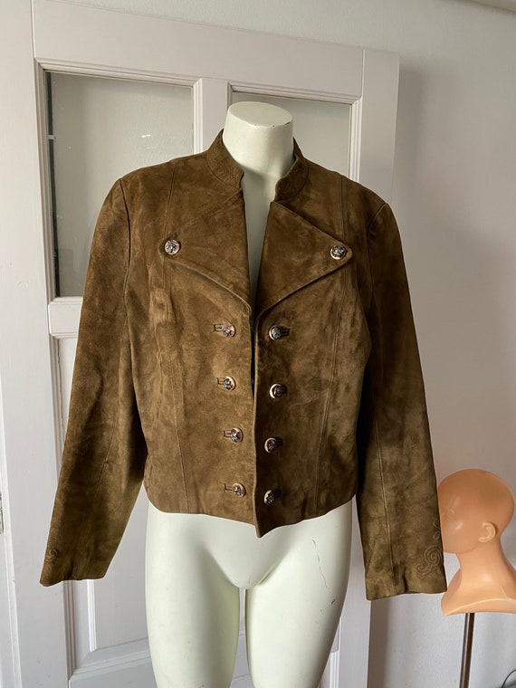 Vintage leather jacket cropped Bavaria Trachten h… - image 1