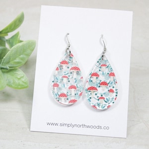 Mushroom Earrings, cottagecore earrings, statement earrings for women, birthday gift for nature lover, enchanted earrings, mushroom hunting