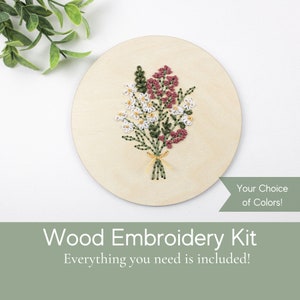 Daisy embroidery kit wood, learn to embroider, spring floral embroidery kit, craft kit for adults, girls weekend craft kit, easter basket