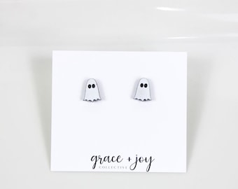 Ghost stud earrings, Halloween earrings for women, fall earrings, fall stud earrings small, hypoallergenic earrings, spooky earrings for her