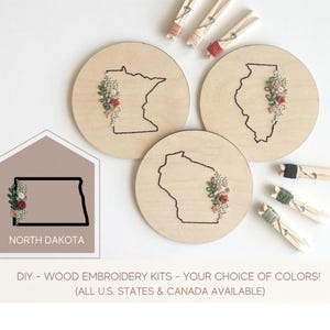 Embroidery kit for beginners, North Dakota gifts, North Dakota decor, girls trip embroidery, state embroidery design, craft gifts for women