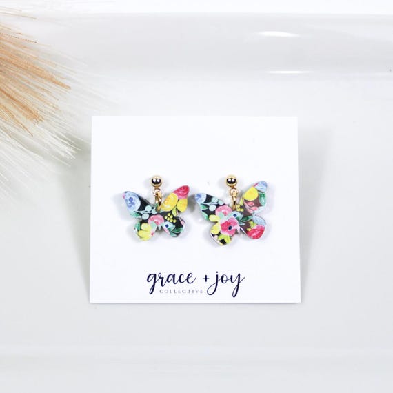 Orecchino ramo corallo con metallo oro e acrilico blu - Mya Accessories
