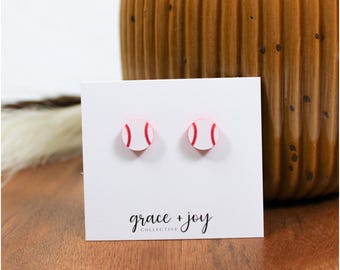Baseball earrings acrylic, Baseball earring small, baseball lover gift for women, baseball mom gift, baseball jewelry, baseball stud earring