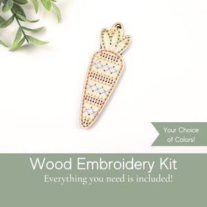 Wood embroidery kit for beginner, Carrot diy tiered tray decor, Easter basket stuffers for girls, learn to embroider, do it yourself kit