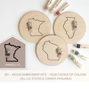 Embroidery kit for beginners wood, Minnesota gift, Minnesota decor, birthday gift for mother, diy craft kit, diy gift for adult, state gifts