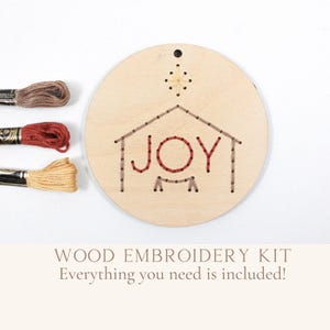 Manger scene ornament, diy embroidery kit for beginner, homemade ornament wood, Christmas gift for Christian women, stocking stuffer for mom