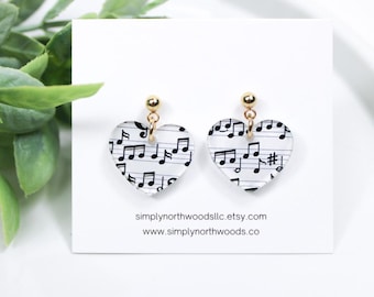 Boucles d'oreilles note de musique lumineuses, cadeau pour musicien, boucles d'oreilles pour musiciens, cadeau pour professeur de musique, boucles d'oreilles coeur de musique, cadeau de fin d'année pour professeur