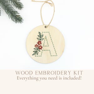 Personalized initial ornament, embroidery kit for beginners, diy personalized Christmas ornament kit, diy craft kit, gifts under 20, best