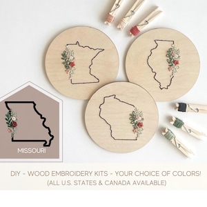 Flower embroidery kit for beginners, state gift, Missouri gift, Missouri decor, home state gift, floral embroidery, state embroidery design