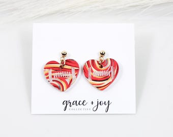 Red and Yellow Football dangle earrings, red and yellow football earrings, football mom jewelry, gameday earrings, football fan earrings