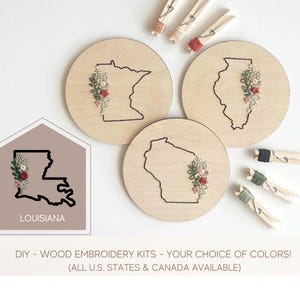 Embroidery kits beginner, arts and crafts for adults, Louisiana gifts, Louisiana decor, embroidery kit, moving gift for friend, wedding diy