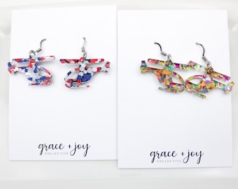 Helicopter earrings, light dangle earrings for women, helicopter pilot gift, birthday gift for pilot, airplane earrings, patriotic earrings