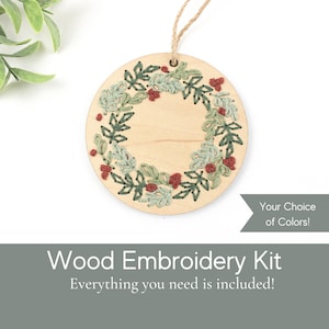 Photo embroidery kit for beginners - Christmas colors