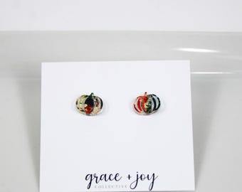 Fall pumpkin stud earrings, pumpkin earrings for women, fall earrings, fall stud earrings small, hypoallergenic earrings, modern earrings
