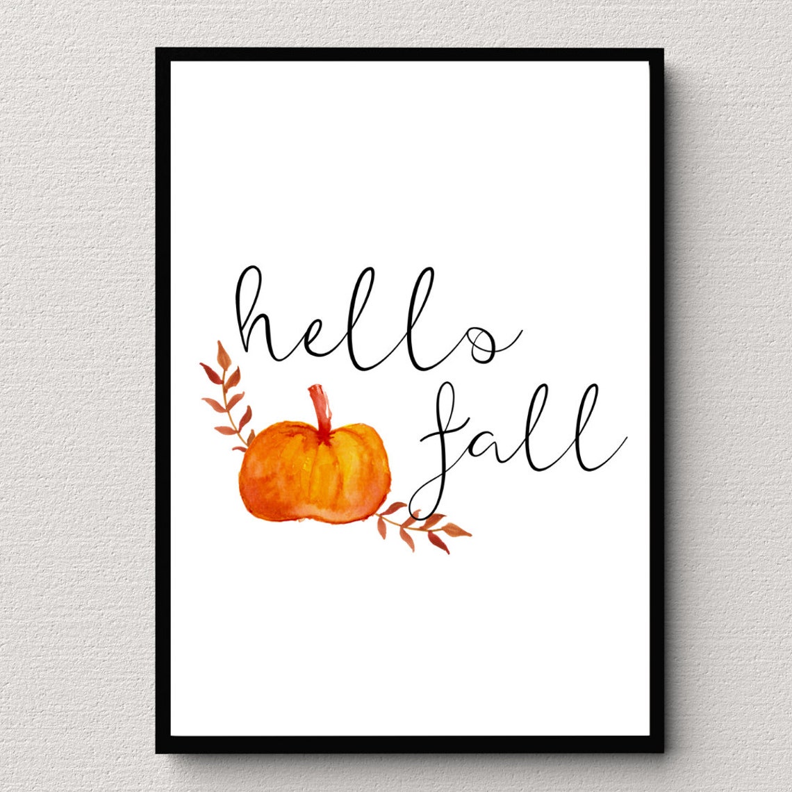 Hello Fall Printable Art Autumn Sign Printable Gift Rustic | Etsy