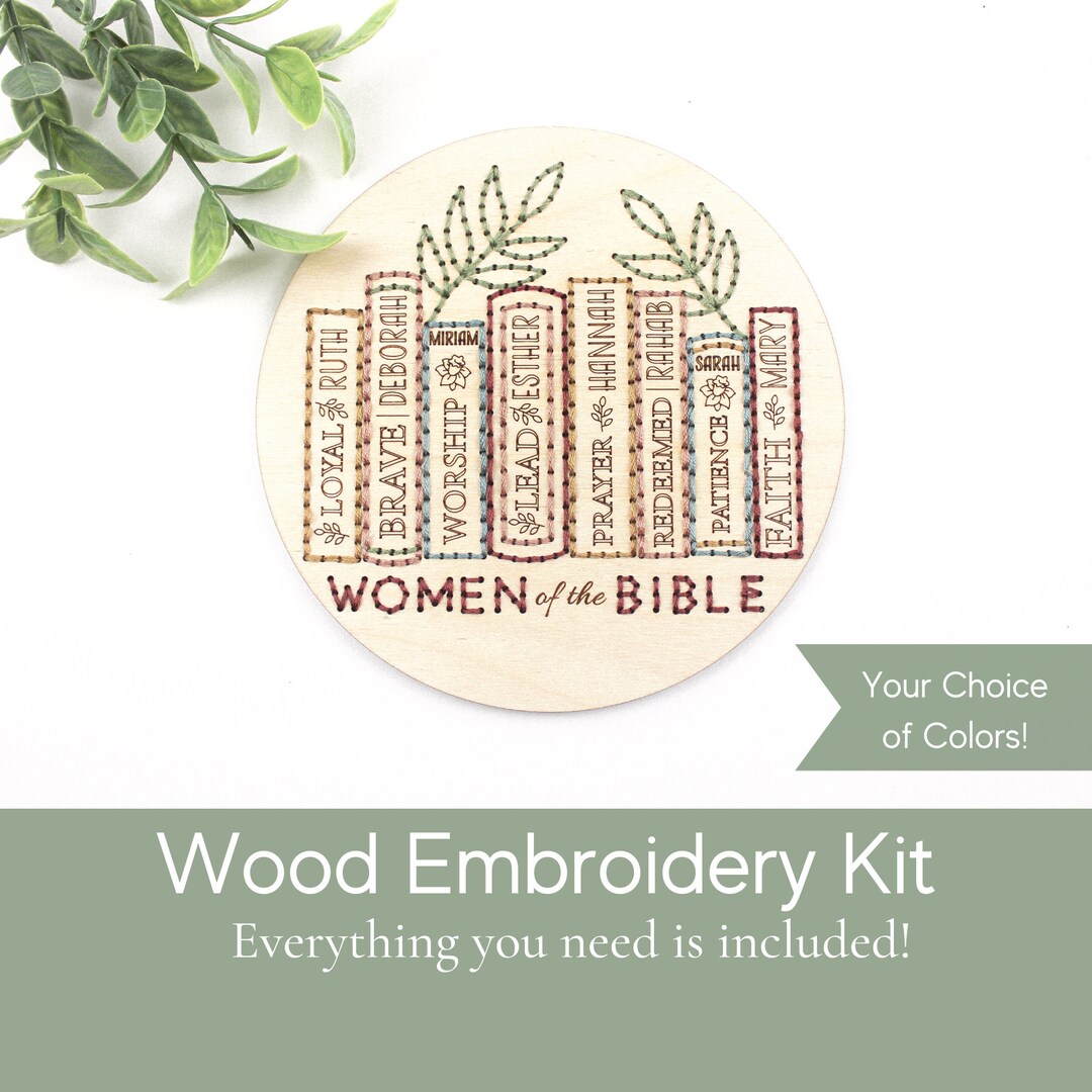 Christian Embroidery Kit Wood, Women of the Bible Design, Bible Embroidery Kit, Religious Craft