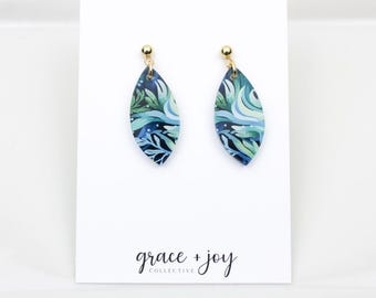 Ocean earrings acrylic, beach earring, Coral Reef Earrings, Watercolor ocean earrings, vacation earrings for the beach, lightweight earrings