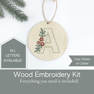 Personalized initial ornament, embroidery kit for beginners, diy personalized Christmas ornament kit, diy craft kit, gifts under 20, best